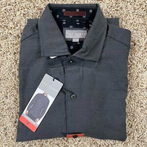 Ted Baker Men's Long Sleeve Button Up Shirt Black, Size Medium (New)